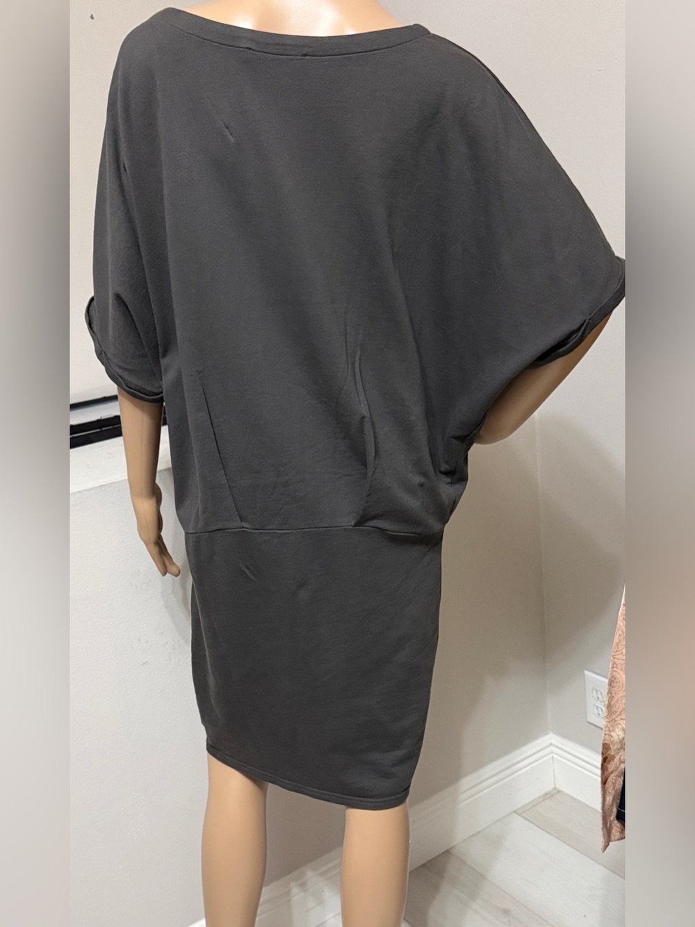 AllSaints Lea Mal Brown/Charcoal Draped Cotton Dress US 6 - Picture 4 of 8